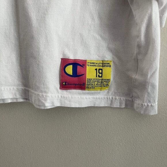 Champion Women SZ S White Short Sleeve Puffy “C” Cropped T-Shirt - Picture 2 of 8